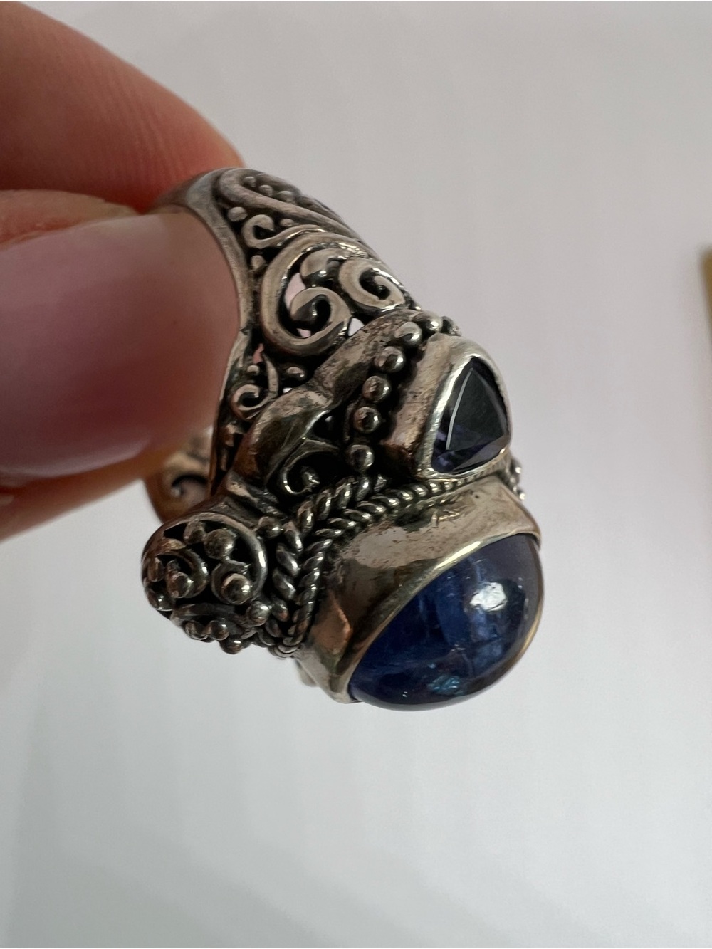 SARDA Tanzanite and Sterling silver Bali ring Size 7.5 11.6g - Picture 7 of 15
